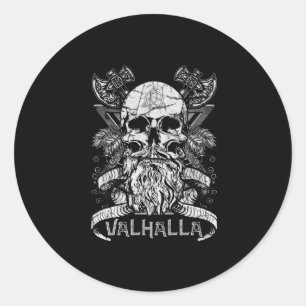 Pegatina Redonda Valhalla Odin Viking Motif