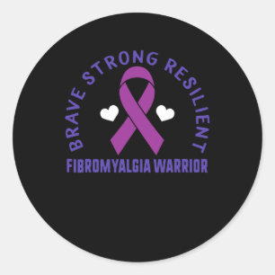 Pegatina Redonda Valiente fuerte y resistente guerrero de Fibromial
