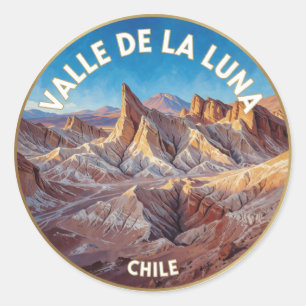 Pegatina Redonda Valle De La Luna Chile Paisaje Desértico Lunar