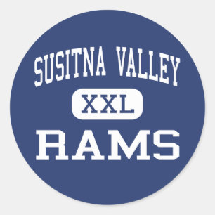 Pegatina Redonda Valle de Susitna - Rams - High - Talkeetna Alaska