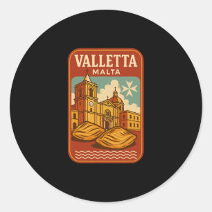 Pegatina Redonda Valletta Malta Recuerdo Comida Maltesa Y Viaje De