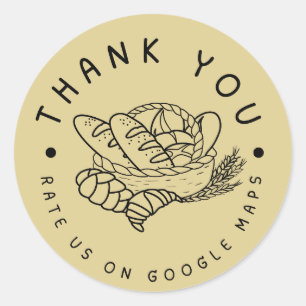 Pegatina Redonda Valorarnos en Google Bread Bakery Shop Gracias