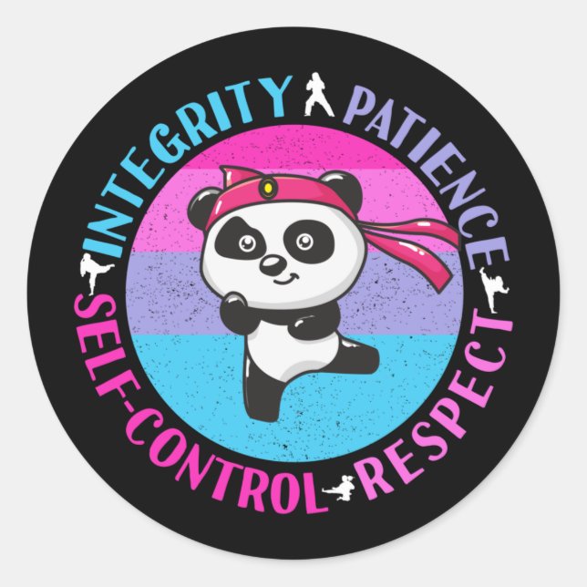 Pegatina Redonda Valores de artes marciales - Mentalidad Girly Kara (Anverso)