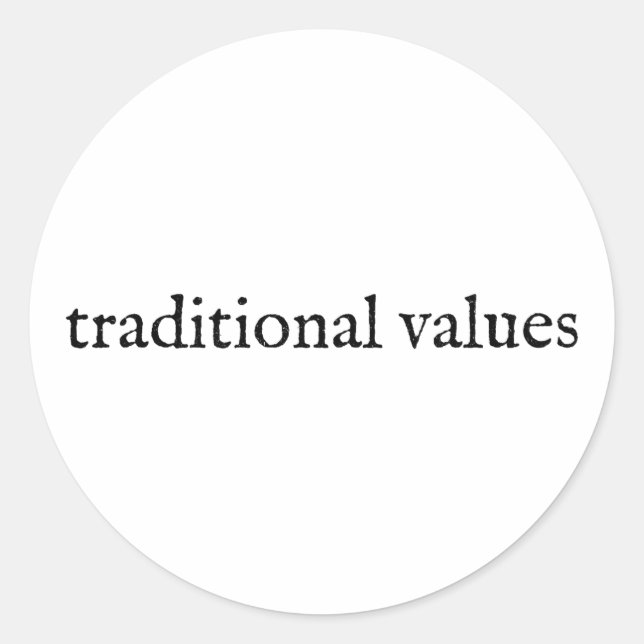 Pegatina Redonda Valores tradicionales (Anverso)