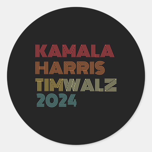 Pegatina Redonda Vals 2024 Elecciones Kamala Harris Tim Waltz 2024  (Anverso)