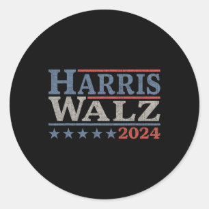 Pegatina Redonda Vals 2024 Elecciones Kamala Harris Tim Waltz 2024