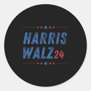 Pegatina Redonda Vals 2024 Elecciones Kamala Harris Tim Waltz 2024