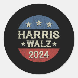 Pegatina Redonda Vals 2024 Elecciones Kamala Harris Tim Waltz 2024 