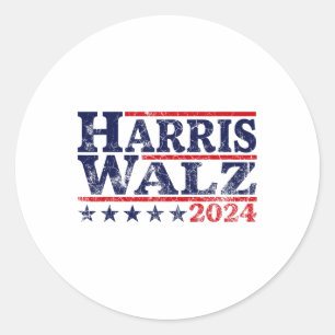 Pegatina Redonda Vals 2024 Elecciones Kamala Harris Tim Waltz 2024