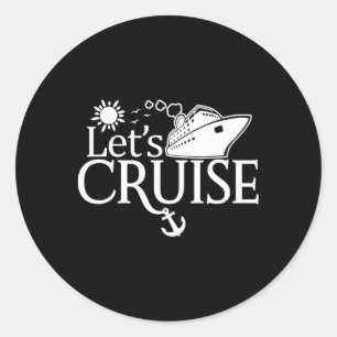 Pegatina Redonda Vámonos de Crucero Hombres Mujeres Niños Vacacione