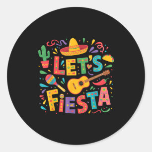 Pegatina Redonda Vámonos fiesta cinco de mayo sombrero fiesta mexic