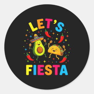 Pegatina Redonda Vámonos fiesta mexicana cinco de mayo maracas, agu