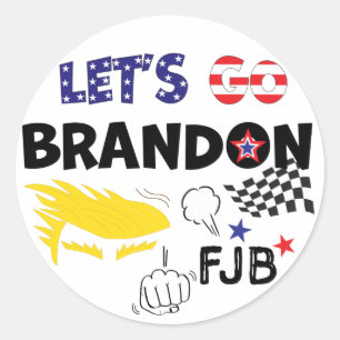 PEGATINA REDONDA VAMOS A BRANDON CON TRUMP