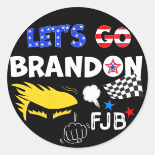 PEGATINA REDONDA VAMOS A BRANDON CON TRUMP