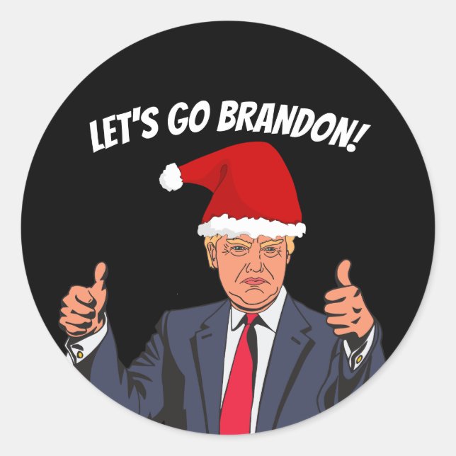 PEGATINA REDONDA VAMOS A BRANDON DONALD TRUMP NAVIDADES (Anverso)