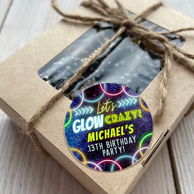 Pegatina Redonda Vamos a brillar la loca neón brillando en el Fiest (Subido por el creador)