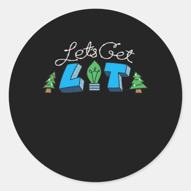 Pegatina Redonda Vamos a conseguir Navidades livianos clásicos (Anverso)