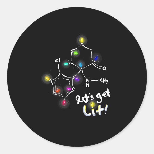 Pegatina Redonda Vamos a conseguir Navidades livianos Ketamina (Anverso)