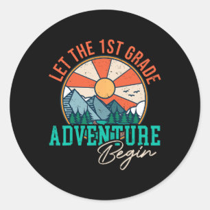 Pegatina Redonda Vamos a empezar a divertirse en primera clase