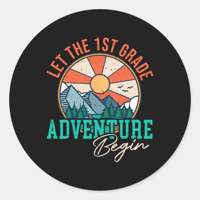 Pegatina Redonda Vamos a empezar a divertirse en primera clase (Anverso)