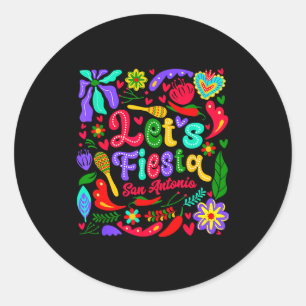 Pegatina Redonda Vamos a fiesta san antonio floral divertido cinco