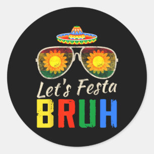 Pegatina Redonda Vamos a Fiestar Hermano Cinco De Mayo Cactus Mexic