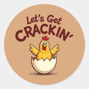 Pegatina Redonda Vamos a hacer un divertido bollo de pollo