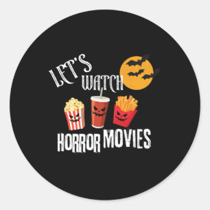 Pegatina Redonda Vamos a ver películas de terror Fiesta divertida d