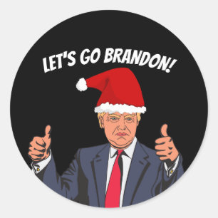 PEGATINA REDONDA VAMOS BRANDON DONALD TRUMP NAVIDAD