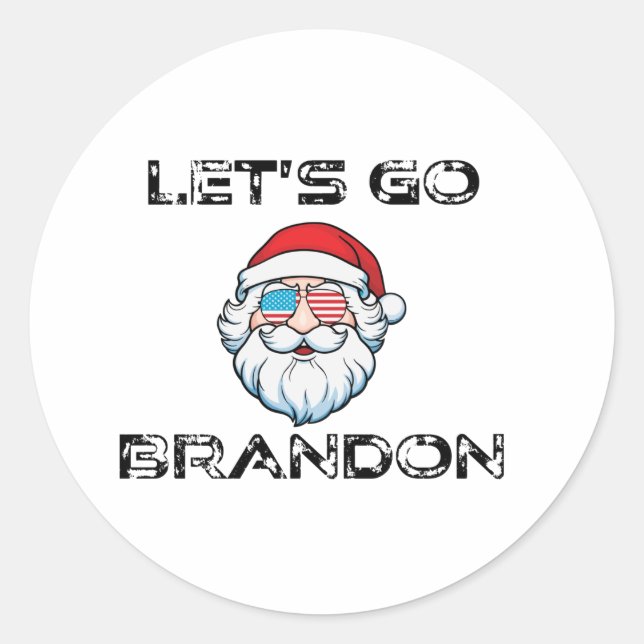 Pegatina Redonda Vamos Brandon Joe Biden Santa Navidades (Anverso)