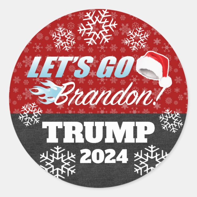 Pegatina Redonda Vamos Brandon Trump Ornament 2024 (Anverso)