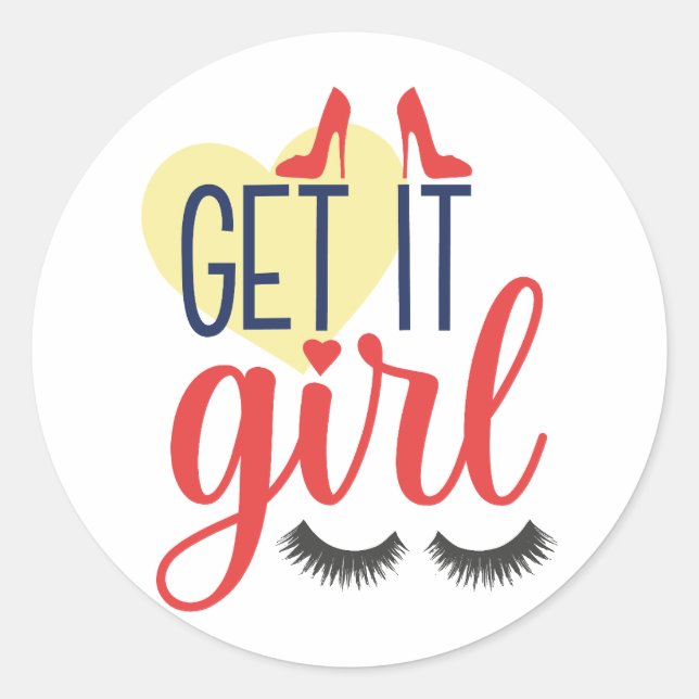 Pegatina Redonda ¡Vamos, chica! Empoderamiento femenino (Anverso)