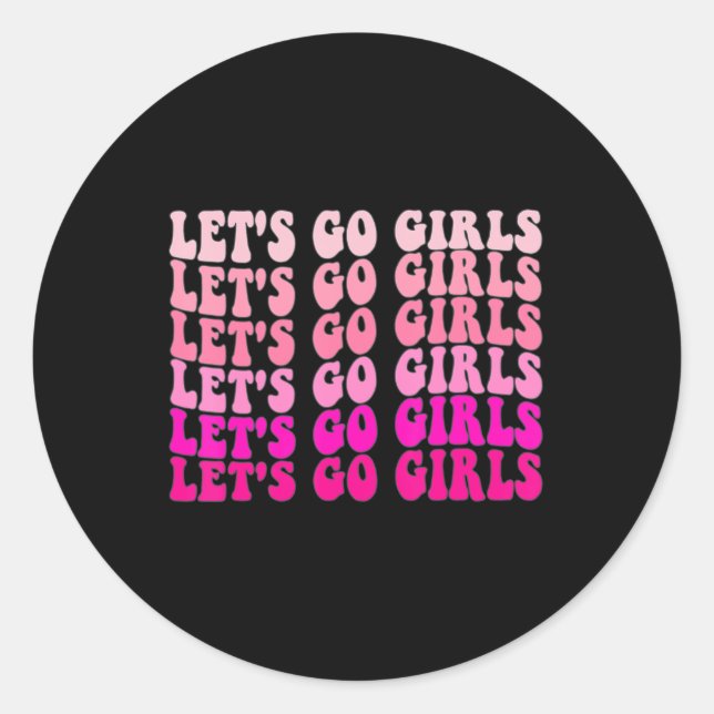 Pegatina Redonda Vamos Chicas Bachelorette Viaje Retro Noche (Anverso)