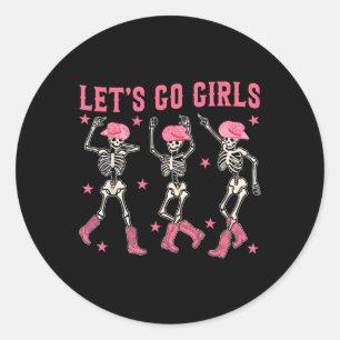 Pegatina Redonda Vamos Chicas bailando esqueleto Bacheloret Occiden