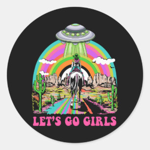 Pegatina Redonda Vamos Chicas catedráticos del desierto espacial re