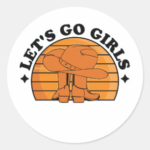 Pegatina Redonda Vamos Chicas, Chicas de noche fuera