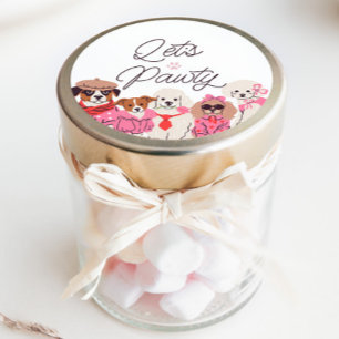 Pegatina Redonda Vamos Chicas inmorales rosados cumpleaños