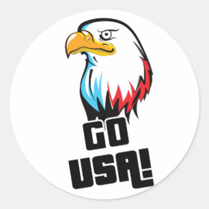 Pegatina Redonda ¡Vamos EE. UU.! águila americana
