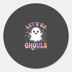 Pegatina Redonda Vamos Fantasmas Diseño Gráfico de Halloween Lindo 