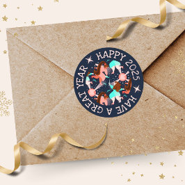 Pegatina Redonda ¡Vamos Fiesta! Año Nuevo