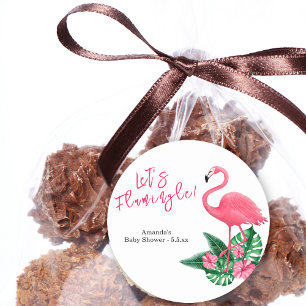 Pegatina Redonda ¡Vamos Flamingle! Baby Shower