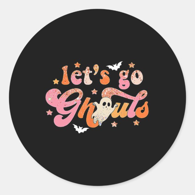 Pegatina Redonda Vamos Ghouls Cute Ghost Boo Fun Halloween Mujeres (Anverso)
