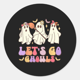 Pegatina Redonda Vamos Ghouls Cute Retro Halloween Ghost Squad