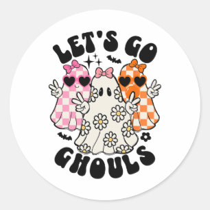 Pegatina Redonda Vamos Ghouls Halloween Fantasma Floral Spooky Seas