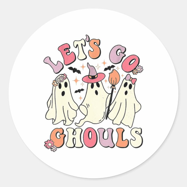 Pegatina Redonda Vamos Ghouls Halloween Ghost (Anverso)
