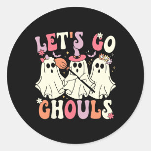 Pegatina Redonda Vamos Ghouls Halloween Ghost Costume Retro Groo
