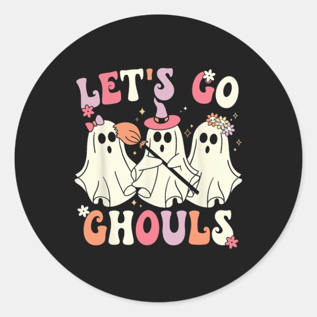 Pegatina Redonda Vamos Ghouls Halloween Ghost Costume Retro Groo (Anverso)