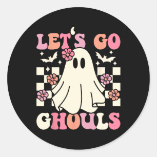 Pegatina Redonda Vamos Ghouls Halloween Ghost Costume Retro Groo
