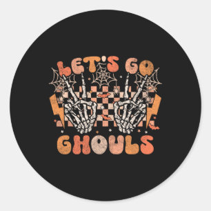 Pegatina Redonda Vamos Ghouls Halloween Skeleton Costume Retro G