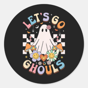 Pegatina Redonda Vamos Ghouls Halloween Traje de traje de fantasmas